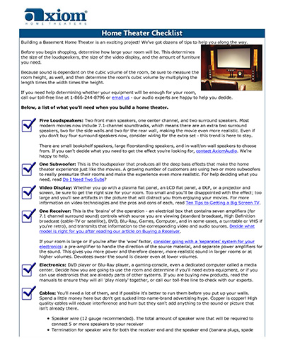 Download the Basement Home Theater Checklist